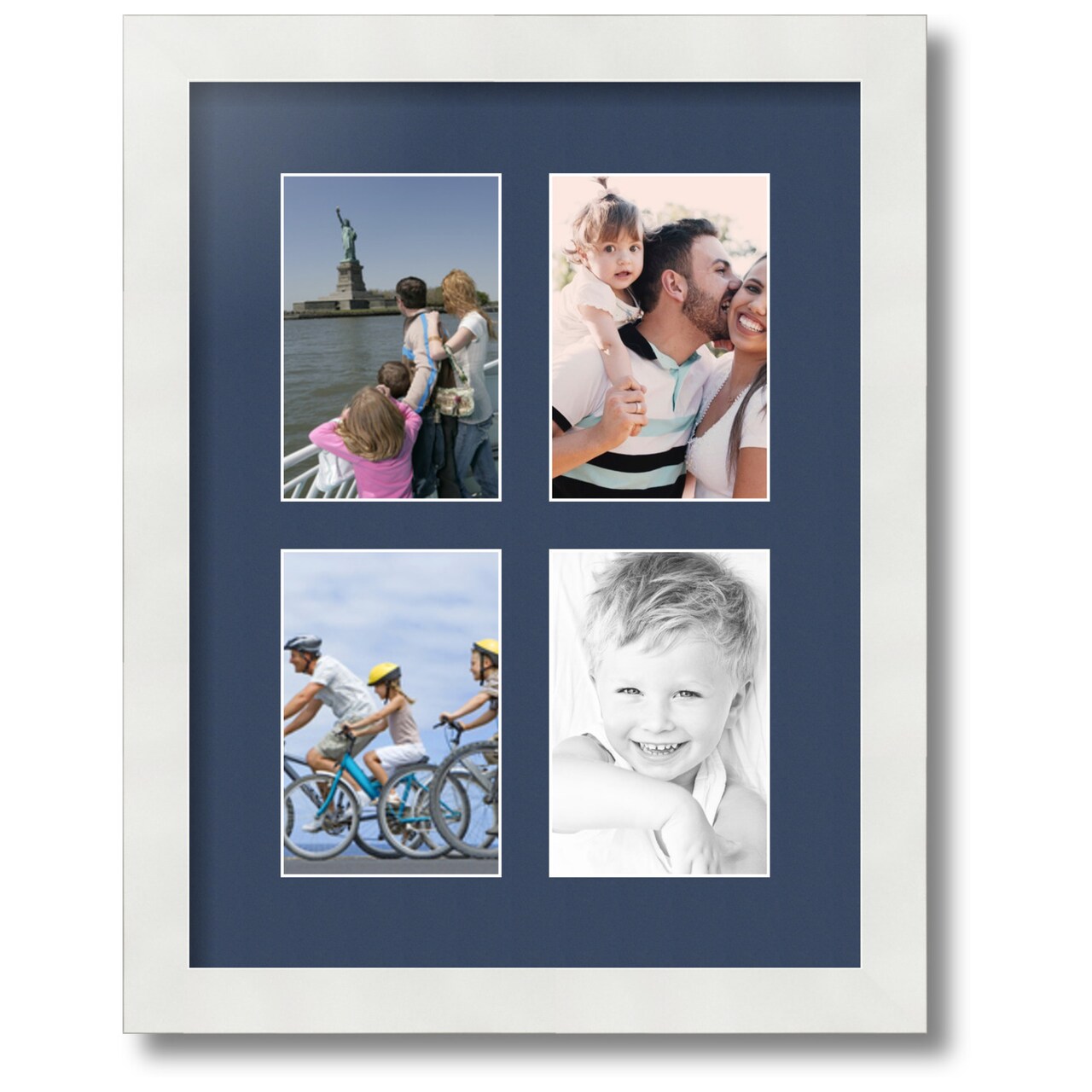 ArtToFrames Collage Photo Picture Frame with 4 - 4x6 inch Openings, Framed in White with Over 62 Mat Color Options and Regular Glass (CSM-3966-2)